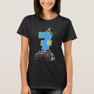 Camiseta Crianças Polícia Carro 7 Aniversário De 7 Anos Pol