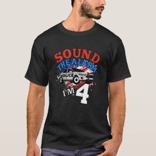 Camiseta Crianças Polícia Carro Polícia Policial 4º Anivers