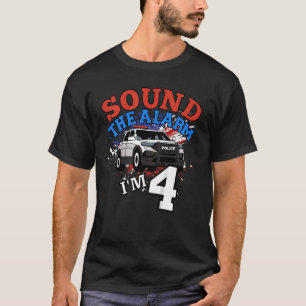 Camiseta Crianças Polícia Carro Polícia Policial 4º Anivers