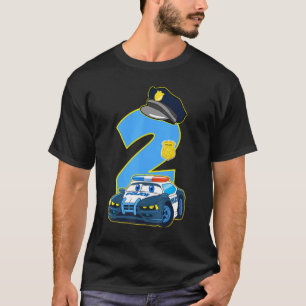 Camiseta Crianças Polícia Carro segundo aniversário 2 Anos