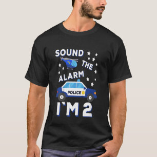 Camiseta Crianças Polícia Helicóptero Soa o alarme Sou 2 Po