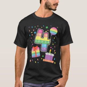 Camiseta Crianças Pop 4º Aniversário Meninas De 4 Anos