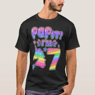 Camiseta Crianças Pop 7 Aniversário Garotas Meninos 7 Anos 
