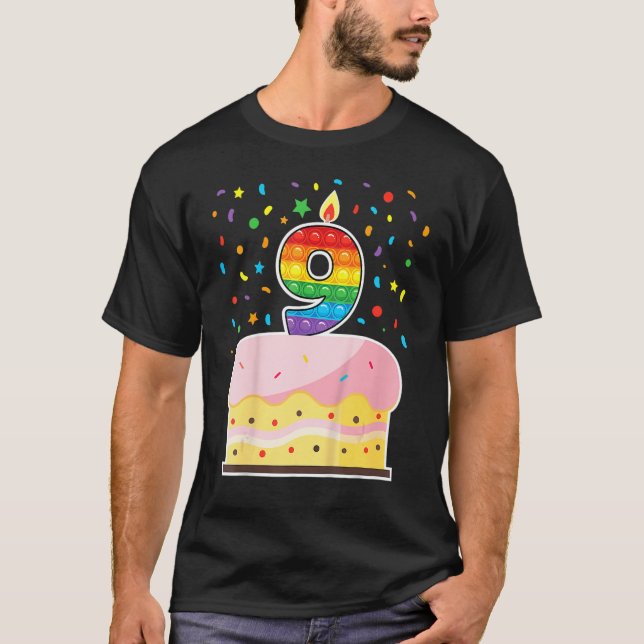 Camiseta Crianças Pop 9º Bolo de Aniversário Garotas Menino (Frente)
