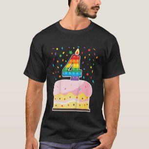 Camiseta Crianças Pop Do 4º Bolo De Aniversário Meninas 4 A