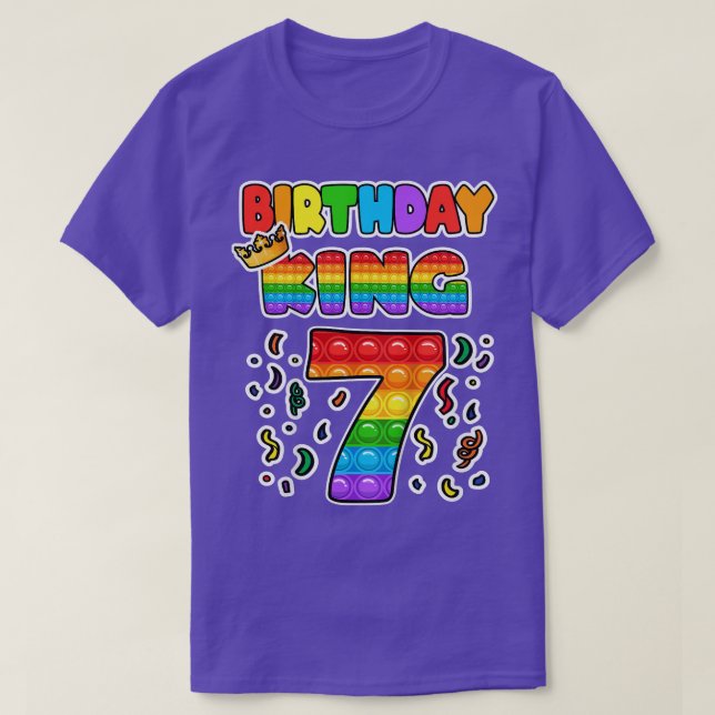 Camiseta Crianças Pop É 7 Aniversário Rei 7 Anos Menino Fid (Frente do Design)