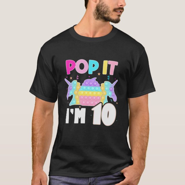 Camiseta Crianças Pop, eu tenho 10 anos Garota 10 anos. (Frente)