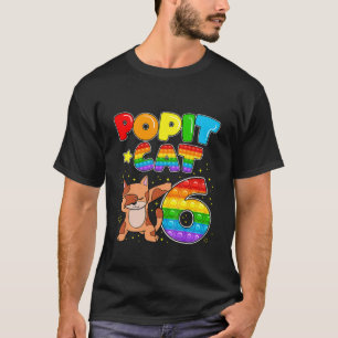 Camiseta Crianças Pop, Gato Feliz, 6, Aniversário, Seis C