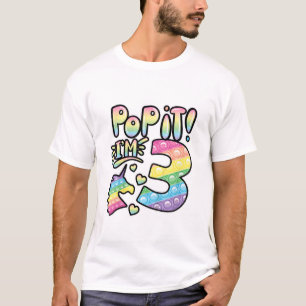 Camiseta Crianças Pop It 3º Aniversário Meninas 3 Anos de I