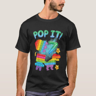 Camiseta Crianças Pop It 7 Birthday Boys 7 Anos Rex Dino