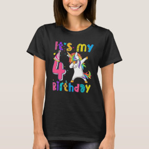 Camiseta Crianças Pop Rapariga de Aniversário de 4 Anos par