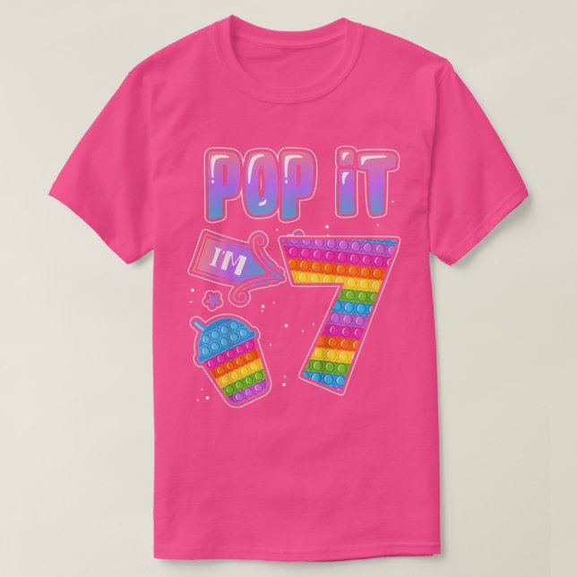 Camiseta Crianças, Pop, sou 7, virando 7 Leite, Tea Fidget  (Frente do Design)