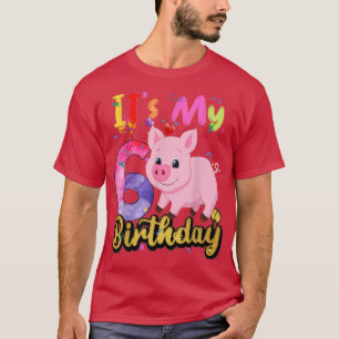 Camiseta Crianças Porco 6 Aniversário De 6 Anos Porco Anive