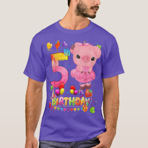 Camiseta Crianças Porcos De 5 Anos De Idade Menina De Anive