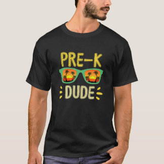 Camiseta Crianças Pré-K Cara Óculos Solares Primeiro Dia De