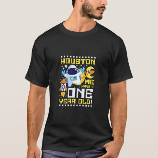 Camiseta Crianças primeiro aniversario Houston Temos Um Ano