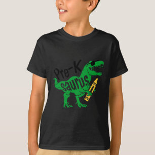 Camiseta Crianças Primeiro Dia de Meninas Pré K Saurus Trex