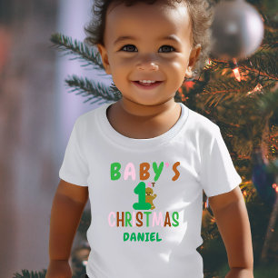 Camiseta Crianças Primeiro Natal Gingerpão Nome Engraçado