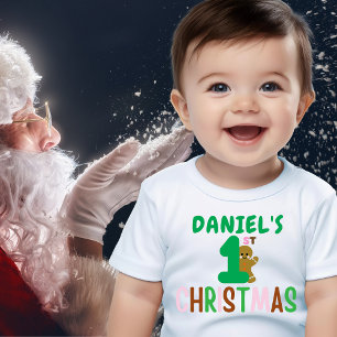 Camiseta Crianças Primeiro Natal Gingerpão Nome Engraçado