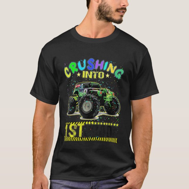 Camiseta Crianças Prontas Para Esmagar Caminhão Monstro da  (Frente)