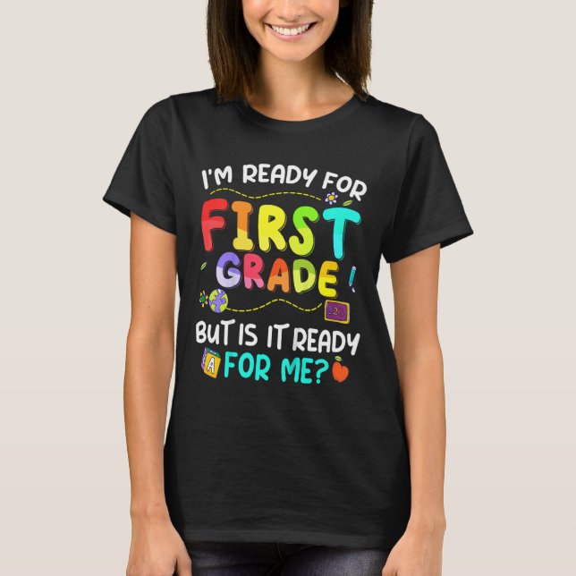 Camiseta Crianças Prontas Para O Primeiro Ano De Volta À Pr (Frente)