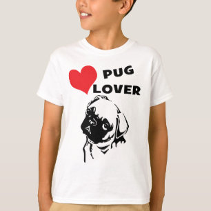 Camiseta Crianças Pug Lover Red Heart Dog