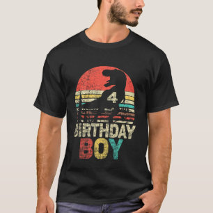 Camiseta Crianças Quarto Aniversário 4 Anos Rex 4º Aniversá