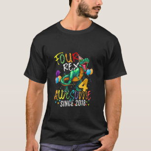 Camiseta Crianças Quatro T Rex Incrível Desde 2018 4 Anos 4