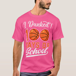 Camiseta Crianças Que Eu Dava 100 Dias De Basquete Escolar 