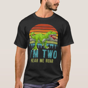Camiseta Crianças Que Eu Tenho Dois Me Ouvem Roar TRex Dino