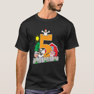 Camiseta Crianças Quinta 5ª Aniversário Animal de Fazenda V