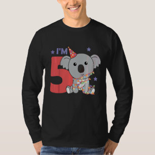 Camiseta Crianças Quinto Aniversário Koala Para Crianças Um