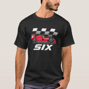 Camiseta Crianças Race Car 6 Aniversário Garoto De 6 Anos