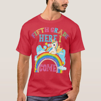 Camiseta Crianças Rainbow Unicorn Lover 5 Quinto Grau Aqui 