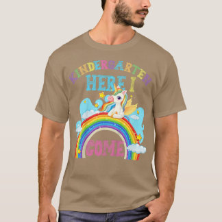 Camiseta Crianças Rainbow Unicorn Lover Kindergarten Aqui E