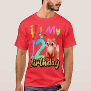 Camiseta Crianças Raposa 12 Aniversário 12 Anos Raposa Aniv