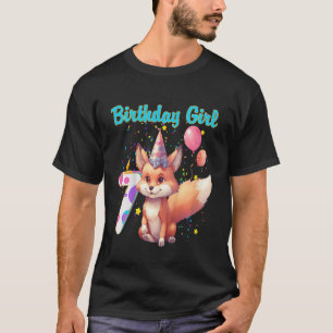 Camiseta Crianças Raposa 7 de Animais Aniversário Rapariga 