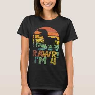Camiseta Crianças Rawm Im 4 4º aniversário Rex 4 anos Menin