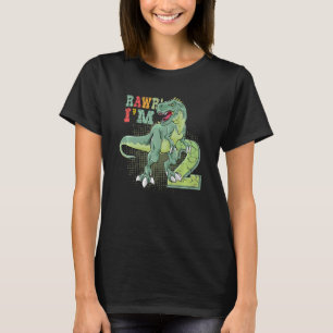 Camiseta Crianças Rawr Eu sou 2 segundos aniversários Dinos