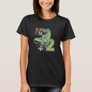 Camiseta Crianças Rawr Eu sou 2 segundos aniversários Dinos