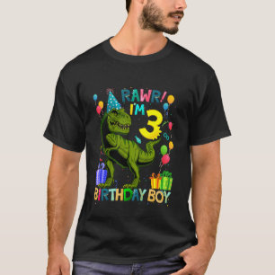 Camiseta Crianças Rawr Eu sou 3 aniversário de 3 anos Dinos