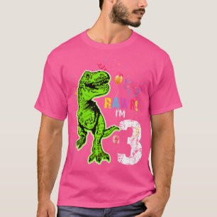 Camiseta Crianças Rawr Eu Sou 3 Dinossauro aniversário de 3