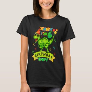Camiseta Crianças Rawr Eu sou 6 Birthday Boy Dino Rex 6 ano