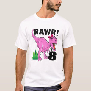 Camiseta Crianças Rawr Eu sou 8 Dinossauros T Rex 8º Aniver
