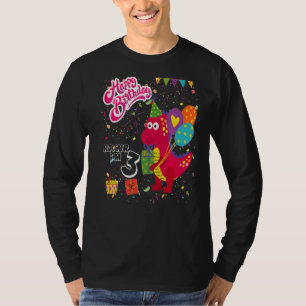 Camiseta Crianças Rawr Eu sou o 3º aniversário do Rex Dinos