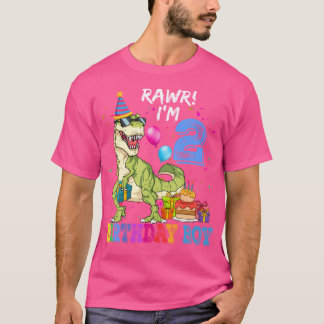 Camiseta Crianças Rawr Eu Sou Um Garoto segundo aniversário