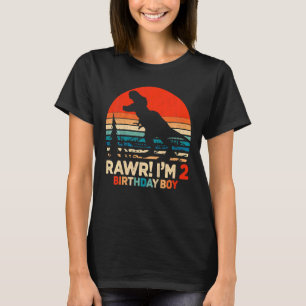 Camiseta Crianças Rawr Eu tenho 2 Rex 2 anos segundo aniver
