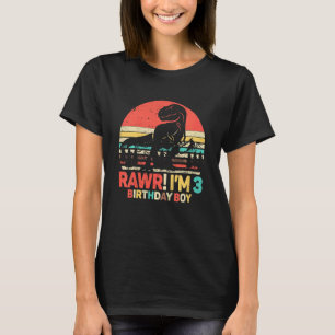 Camiseta Crianças Rawr Eu tenho 3 aniversário de 3 anos, 3