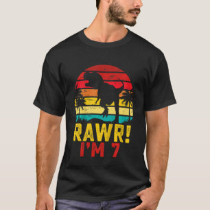Camiseta Crianças Rawr Eu tenho 7 dinossauros, 7 anos, garo