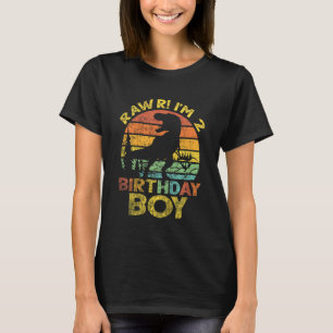 Camiseta Crianças Rawr Im 2 segundo aniversário Rex Dinosau